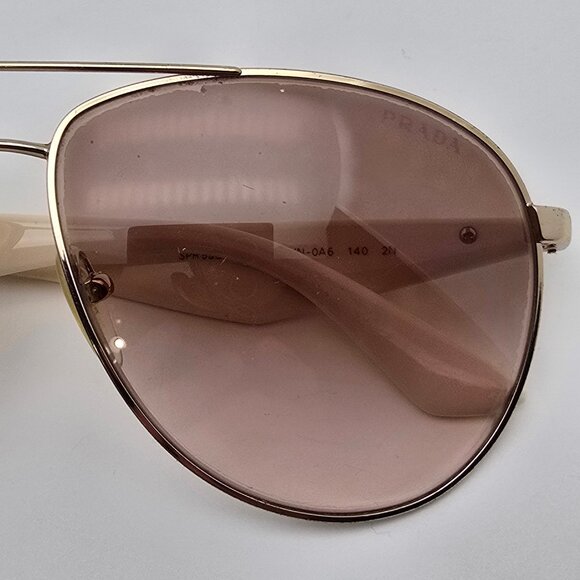 Prada SPR53Q ZVN-0A6 Pale Gold Frame Brown Gradient Lens Aviator Sunglasses 60mm - Picture 11 of 12